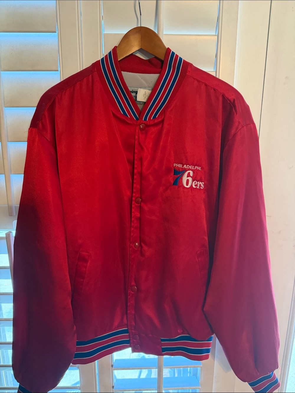 Philadelphia 76ers Red Satin Bomber Jacket